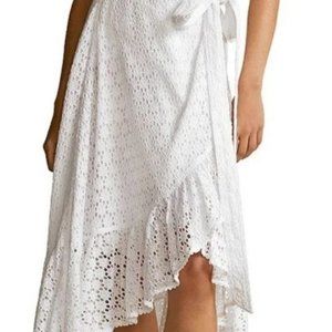 NWT Polo Ralph Lauren Eyelet Midi Wrap Skirt - Size 8